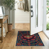 Ornate Red Lotus Mandala Area Rug