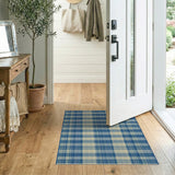 Rustic Farmhouse Blue and Teal Navy Blue Plaid Area Rug
