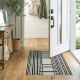 Black and White Bold Black White Geometric Stripe Area Rug