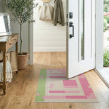 Modern Pink and Mint Geometric Area Rug