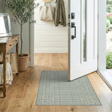 Teal Grid Geometric Geometric Modern Area Rug