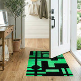 Green Geometric Modern Emerald Green Geometric Abstract Area Rug
