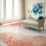 Coral Branch Washable Area Rug