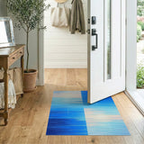 Blue Gradient Stripe Geometric Area Rug