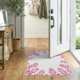 Pink Leaf Border Boho Area Rug