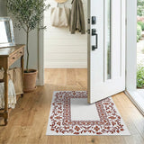 Ornate Rust Floral Border Area Rug