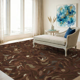 Brown Abstract Swirl Area Rug