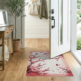 Pink Cherry Blossom Hummingbird Area Rug