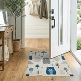 Cute Blue Bears Forest Kids Area Rug