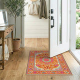 Multi-color and Patterns Boho Chic Vibrant Orange Mandala Boho Area Rug