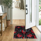 Red Electric Guitar Music Notes Area Rug
