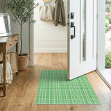 Crisp Green Gingham Checkered Area Rug
