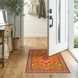 Vibrant Orange Sunburst Persian Area Rug