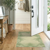 Green Geometric Border Cream Area Rug