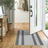 Black White Geometric Grid No. 5 Area Rug