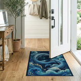 Whimsical Dolphin Pod Ocean Swirls Area Rug