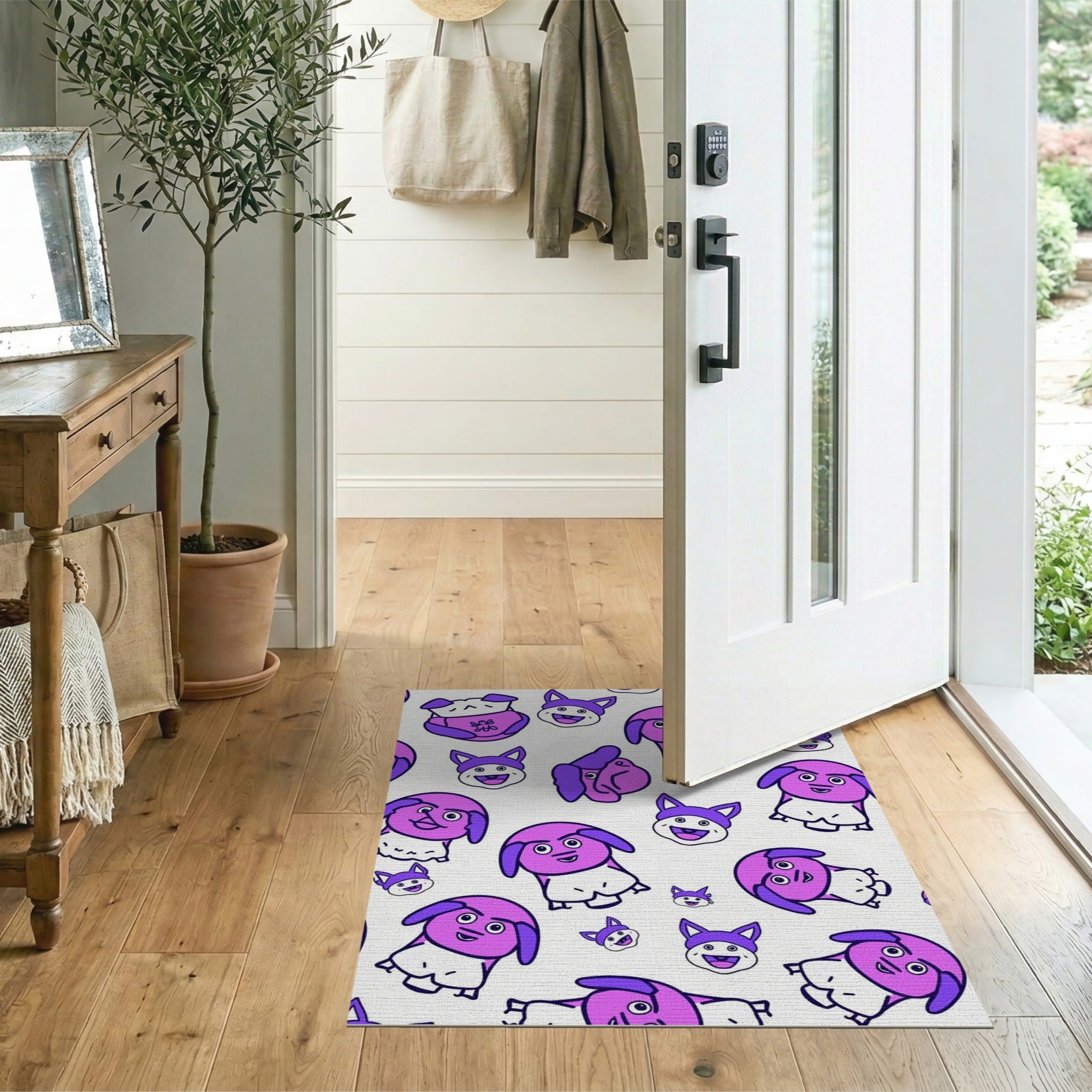 Adorable Pink Cartoon Puppy Area Rug