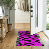 Hot Pink Leopard Print Rug with Zebra Borders