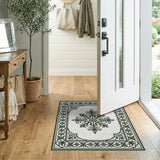 Ornate Green Floral Medallion Traditional Persian Area Rug