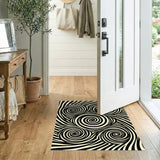 Black White Spiral Swirl Area Rug