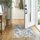 Floral Vintage Teal Leaf Vine Area Rug