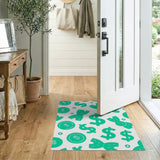 Playful Green Cartoon Dollar Bow Rug