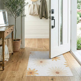 Cream Daisy Floral Area Rug
