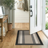 Beige Grey Vertical Stripe Area Rug