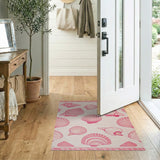 Pink Seashell Coastal Pink Area Rug