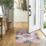 Blush Pink Gray Geometric Area Rug