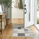 Black and White Modern Black White Geometric Stripe Area Rug