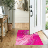 Vivid Pink Marble Swirl Area Rug