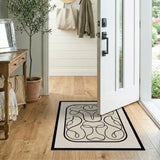 Black Line Heritage Tribal Mask Area Rug