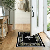 Art Deco Fan Black Area Rug