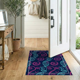 ODIKA Washable Modern Abstract DNA Helix Area Rug - Low Pile Non-Slip Navy Blue & Pink