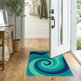 Teal Spiral Wave Abstract Area Rug