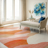 Wavy Orange Abstract Orange Area Rug