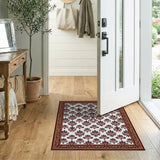 Ornate Maroon Damask Persian Area Rug