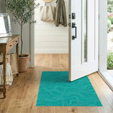 Abstract Area Blue and Teal Teal Abstract Wave Area Rug
