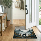 Howling Wolf Full Moon Misty Mountains Rug