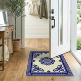 Traditional Persian Blue and Teal Navy Blue Mandala Persian Area Rug
