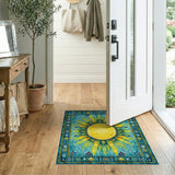 Teal Sunflower Heritage Tribal Area Rug
