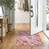 Pink Roses Cherry Blossoms Vintage Area Rug