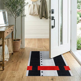 Bold Black Red Geometric Stripe Area Rug