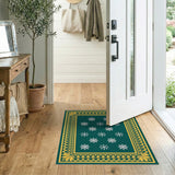 Emerald Green Snowflake Persian Area Rug