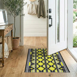Vibrant Yellow Black Diamond Geometric Rug