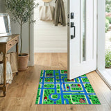 Vibrant Kids Town Play Rug with Roads Houses