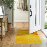 Vibrant Yellow Curved Shag Area Rug