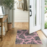 Floral Vintage Pink Floral Line Art Area Rug
