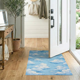 Dreamy Pixel Clouds Blue Area Rug
